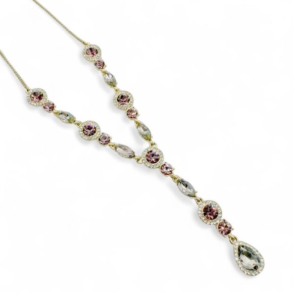 Givenchy Gold-Tone Lilac Crystal Y-Drop Statement Necklace - Picture 4 of 4